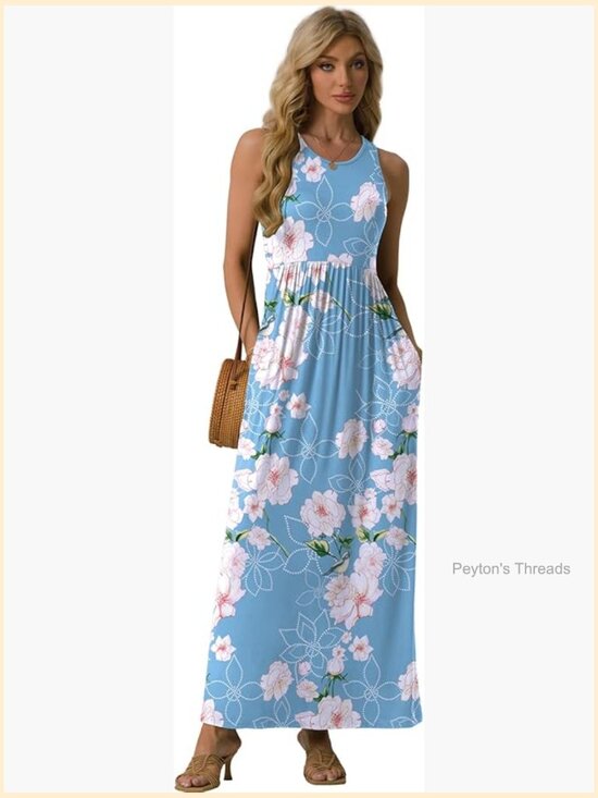Dresses & Skirts - Women's Sleeveless Casual Long Tank Maxi Dress with Pockets